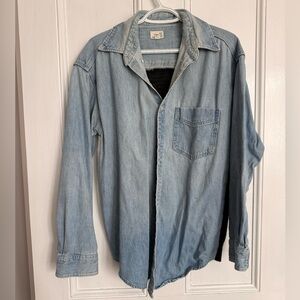 Urban Renewal - Light Wash Denim Shirt Jacket - upcycled knit back - size M